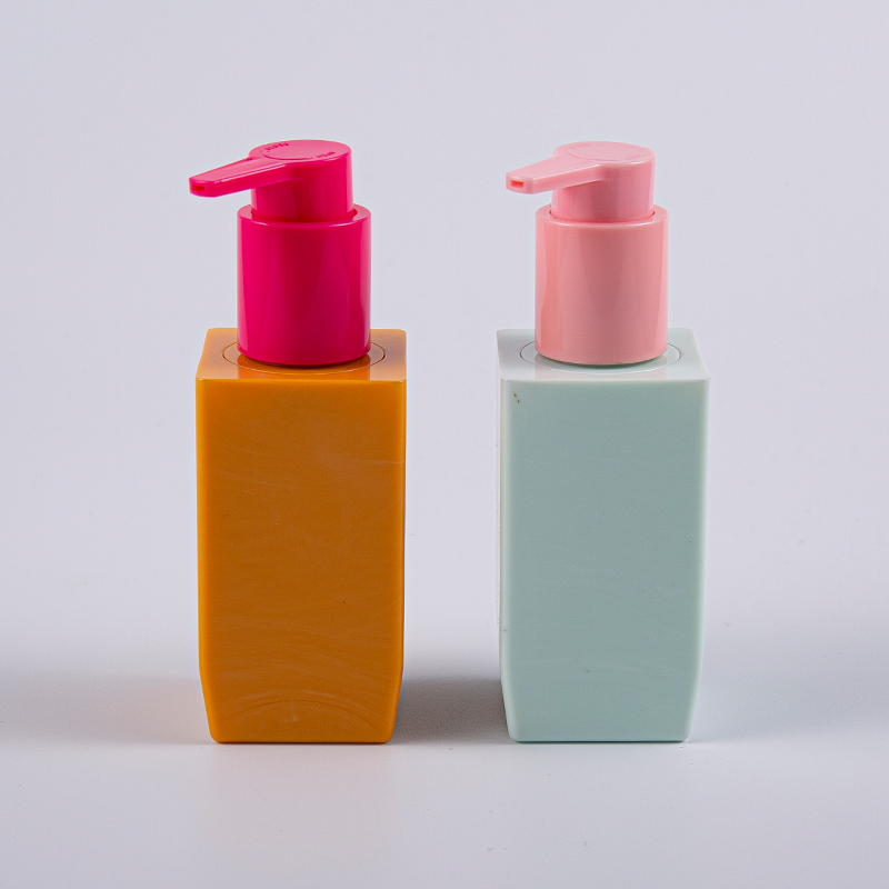 Multiple Color Option Square Shape 50ml PETG Thick Wall Lotion Bottle With Plastic Pump 