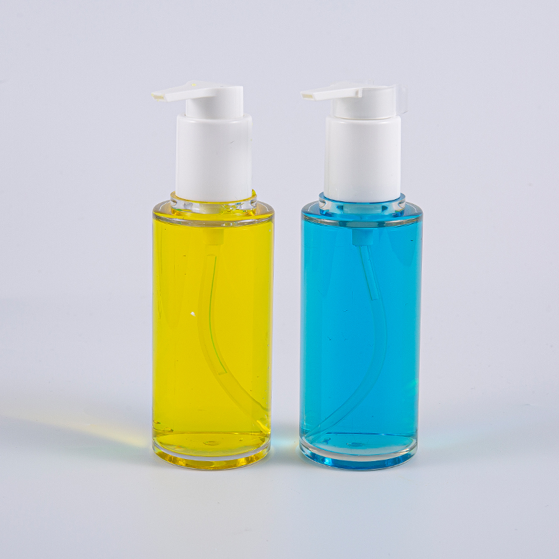 Clear PETG 100ml Round Shape Lotion Bottle With White Plastic Pump