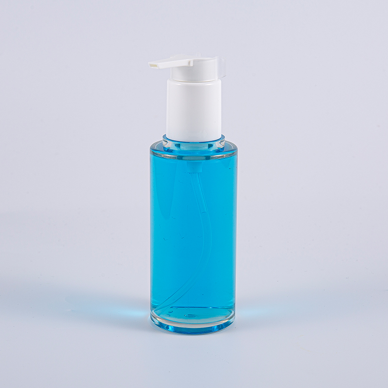 Clear PETG 100ml Round Shape Lotion Bottle With White Plastic Pump