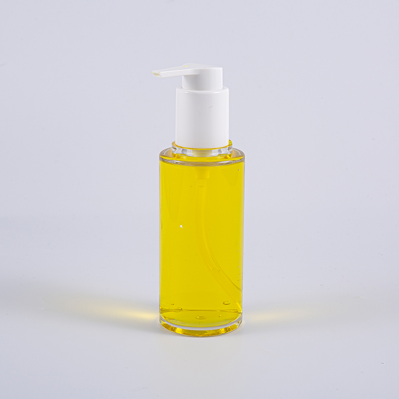 Clear PETG 100ml Round Shape Lotion Bottle With White Plastic Pump