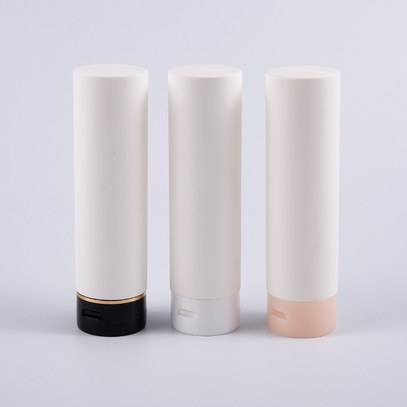 White Soft Touch Round Inverted 180ml PE Hair Conditioner Cleansing Bottle With Flip Top Cap