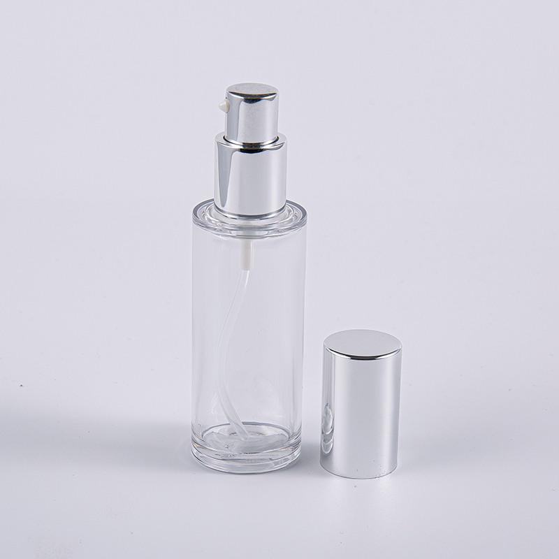 High Quality 35ml Round Lotion Bottle With Aluminium Pump Travelling Use